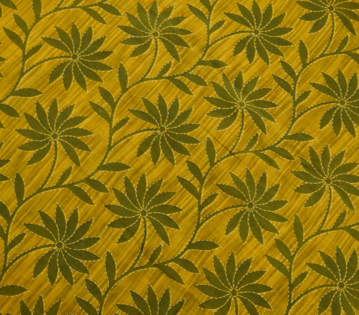 Sushila Vintage Green Scrap Saree 100% Pure Cotton Printed Floral Sari Fabric