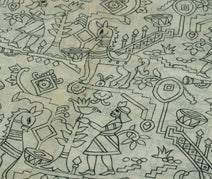 Sushila Vintage Cream Scrap Saree 100% Pure Silk Printed 5 Yard  Sari Fabric