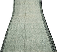 Sushila Vintage Cream Scrap Saree 100% Pure Silk Printed 5 Yard  Sari Fabric