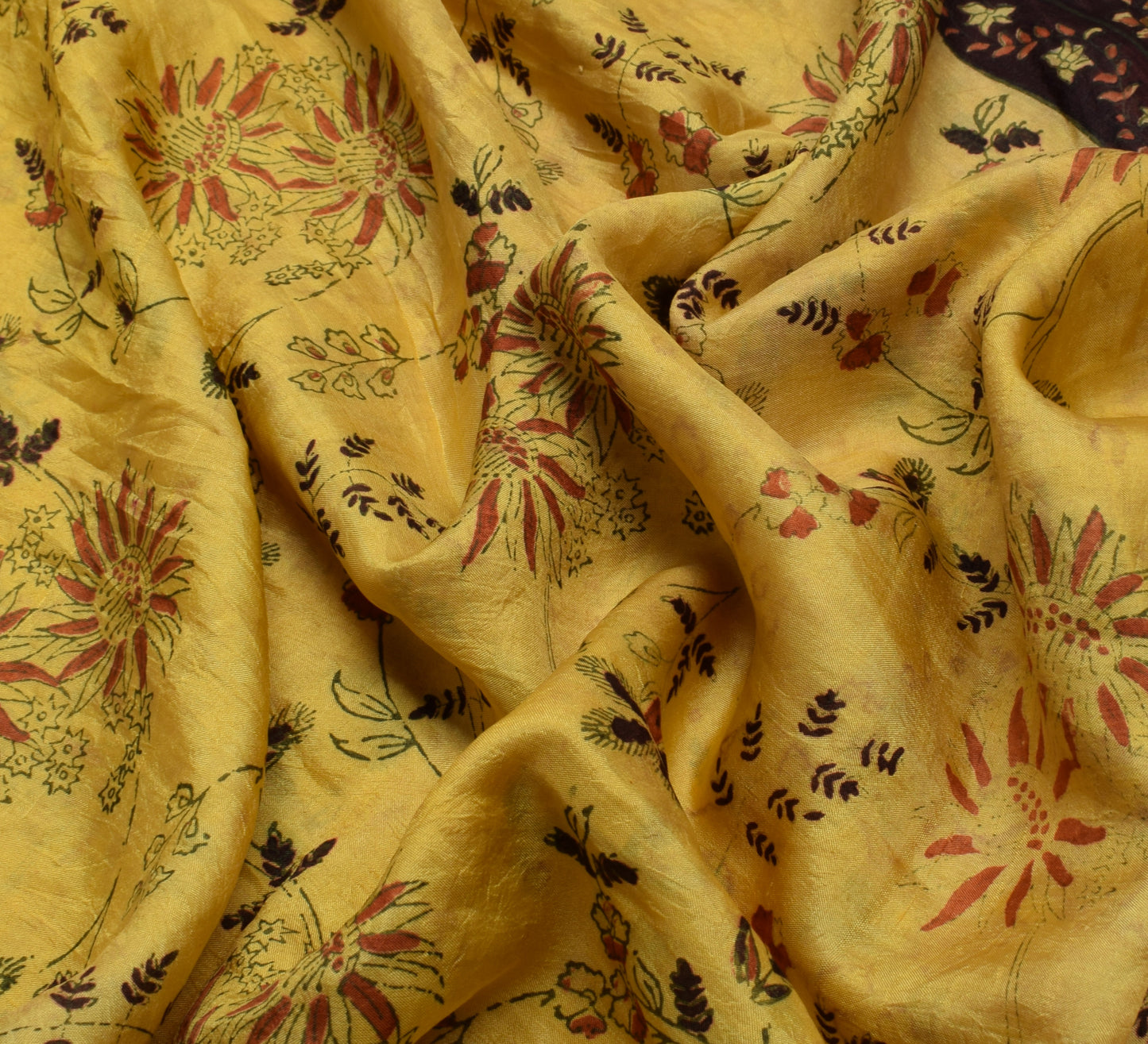 Sushila Vintage Light Green Scrap Saree Pure Silk Printed Floral Sari Fabric