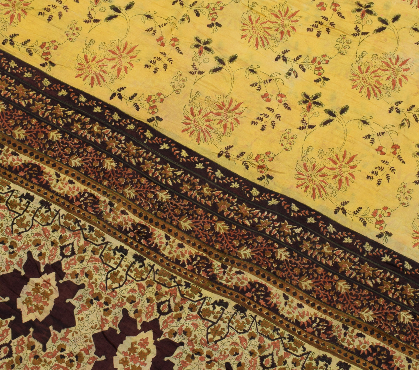 Sushila Vintage Light Green Scrap Saree Pure Silk Printed Floral Sari Fabric