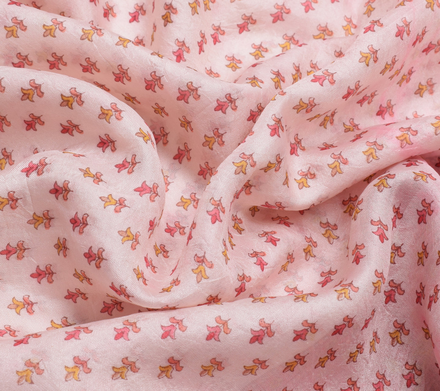 Sushila Vintage Cream Scrap Saree 100% Pure Silk Printed Floral Sari Fabric