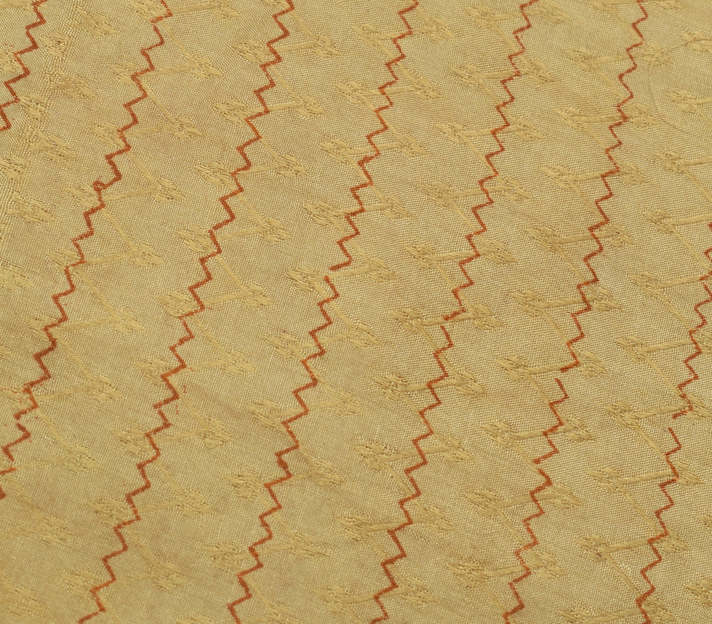 Sushila Vintage Light Brown  Scrap Saree Pure Silk Printed Sari 5 Yard Fabric