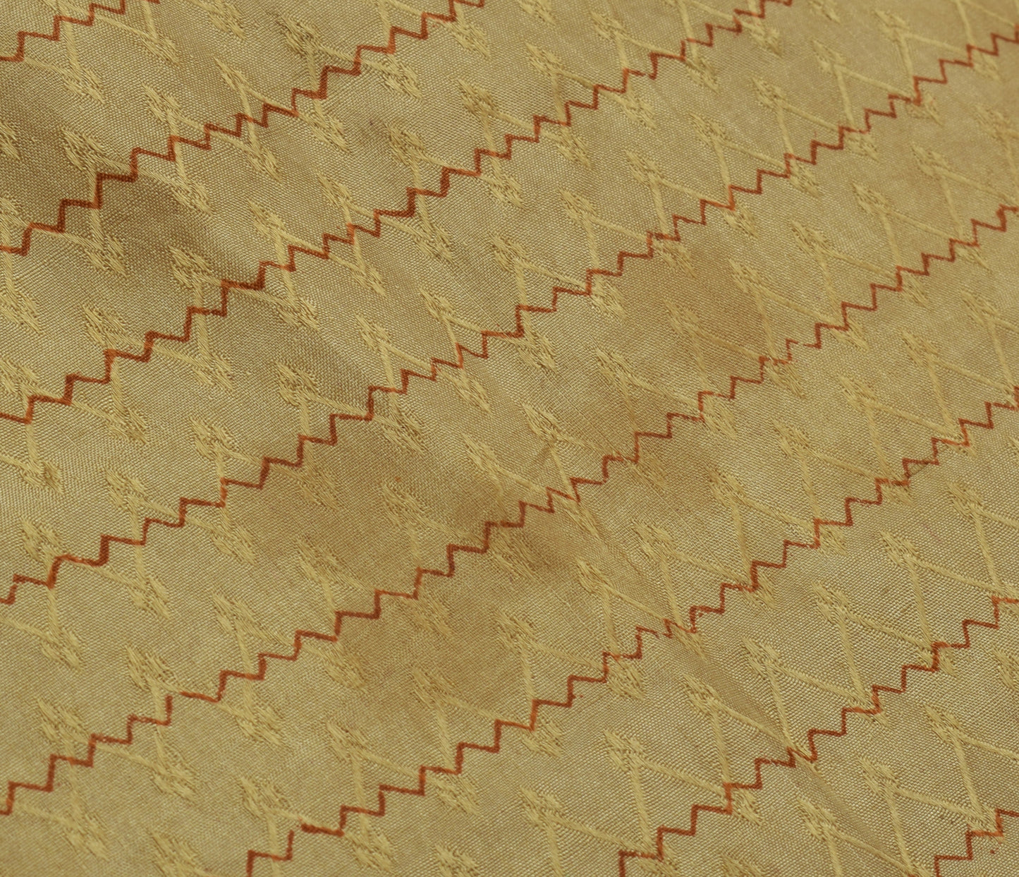 Sushila Vintage Light Brown  Scrap Saree Pure Silk Printed Sari 5 Yard Fabric