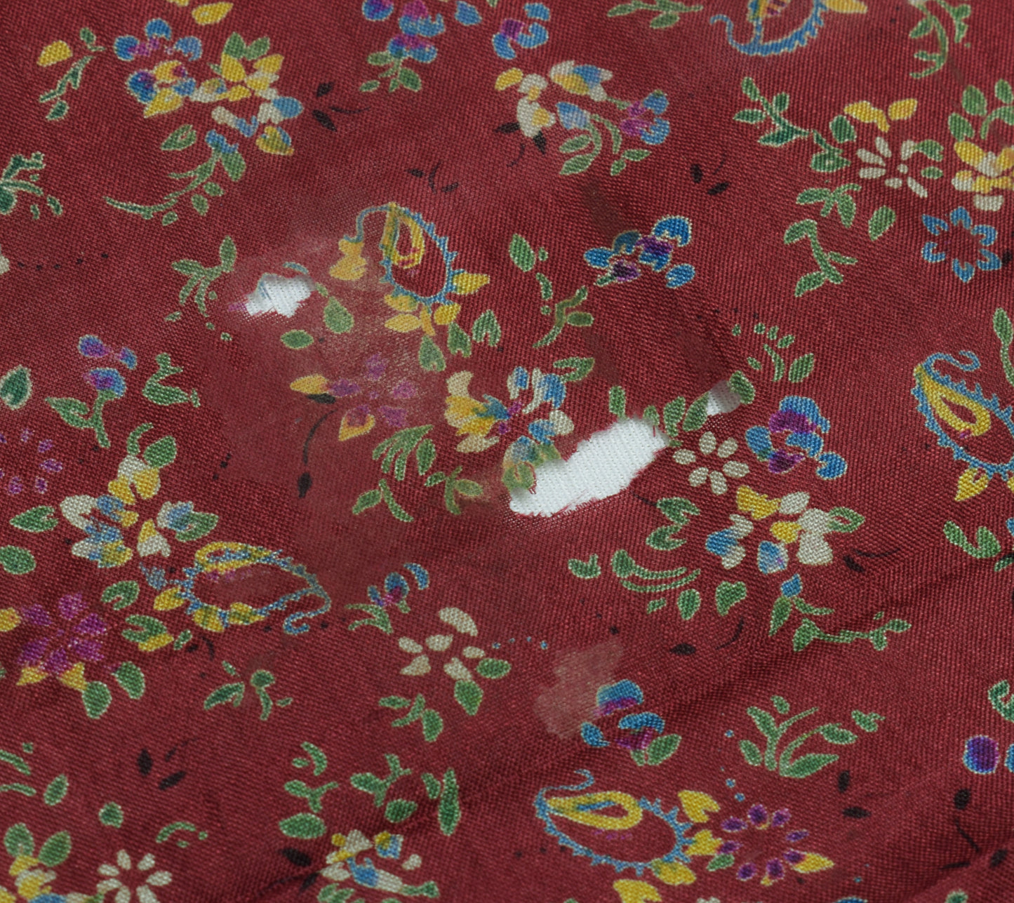Sushila Vintage Maroon Scrap Saree 100% Pure Silk Printed Floral Sari Fabric