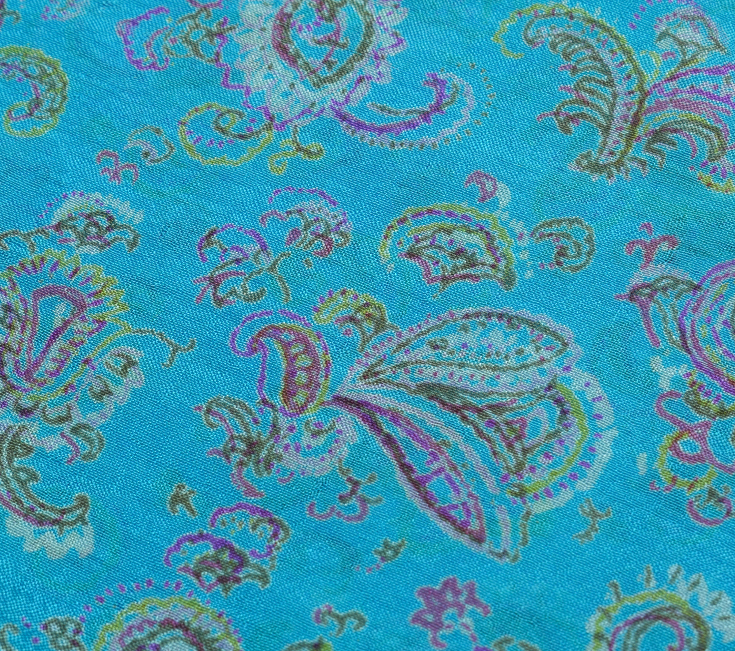 Sushila Vintage Blue Scrap Saree 100% Pure Silk Printed Paisley Sari Fabric