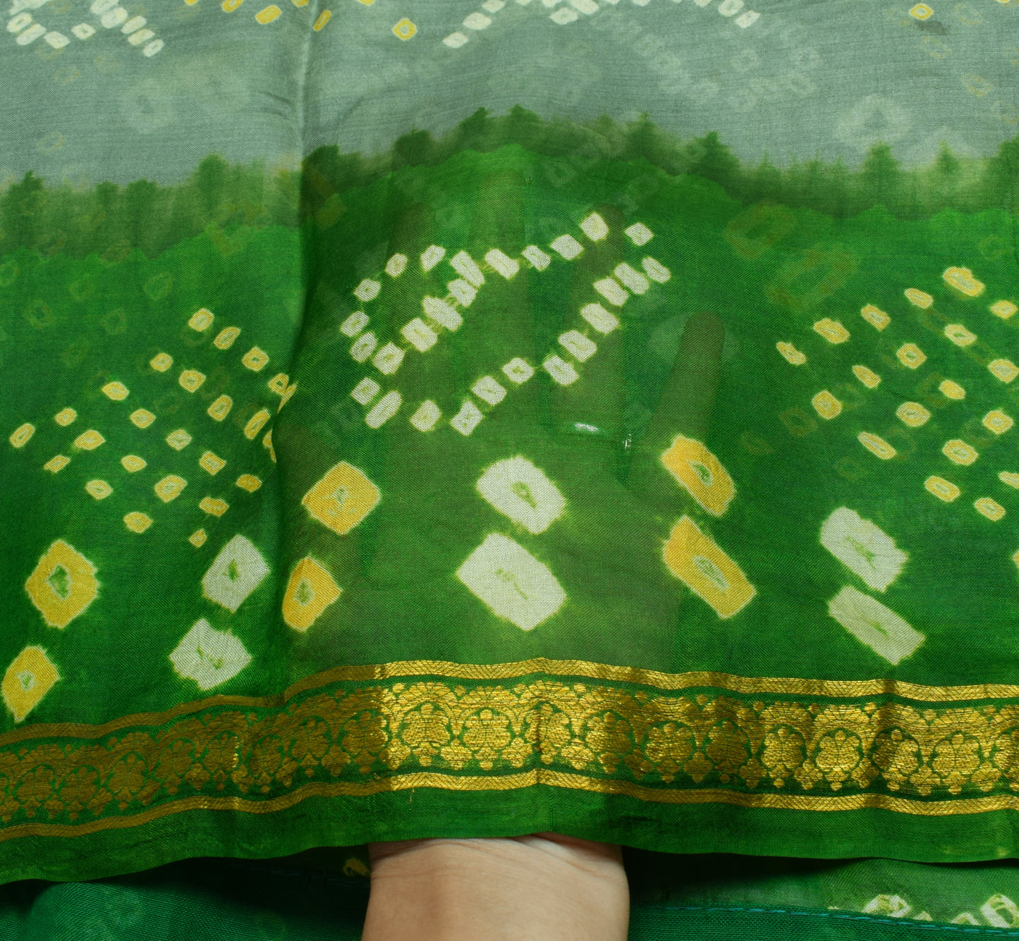 Sushila Vintage Indian Scrap Saree 100% Pure Silk Bandhani Printed Sari Fabric