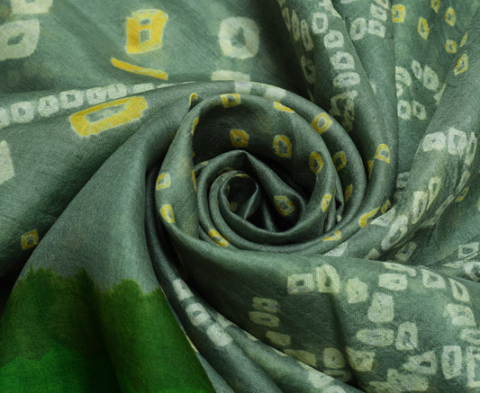 Sushila Vintage Indian Scrap Saree 100% Pure Silk Bandhani Printed Sari Fabric