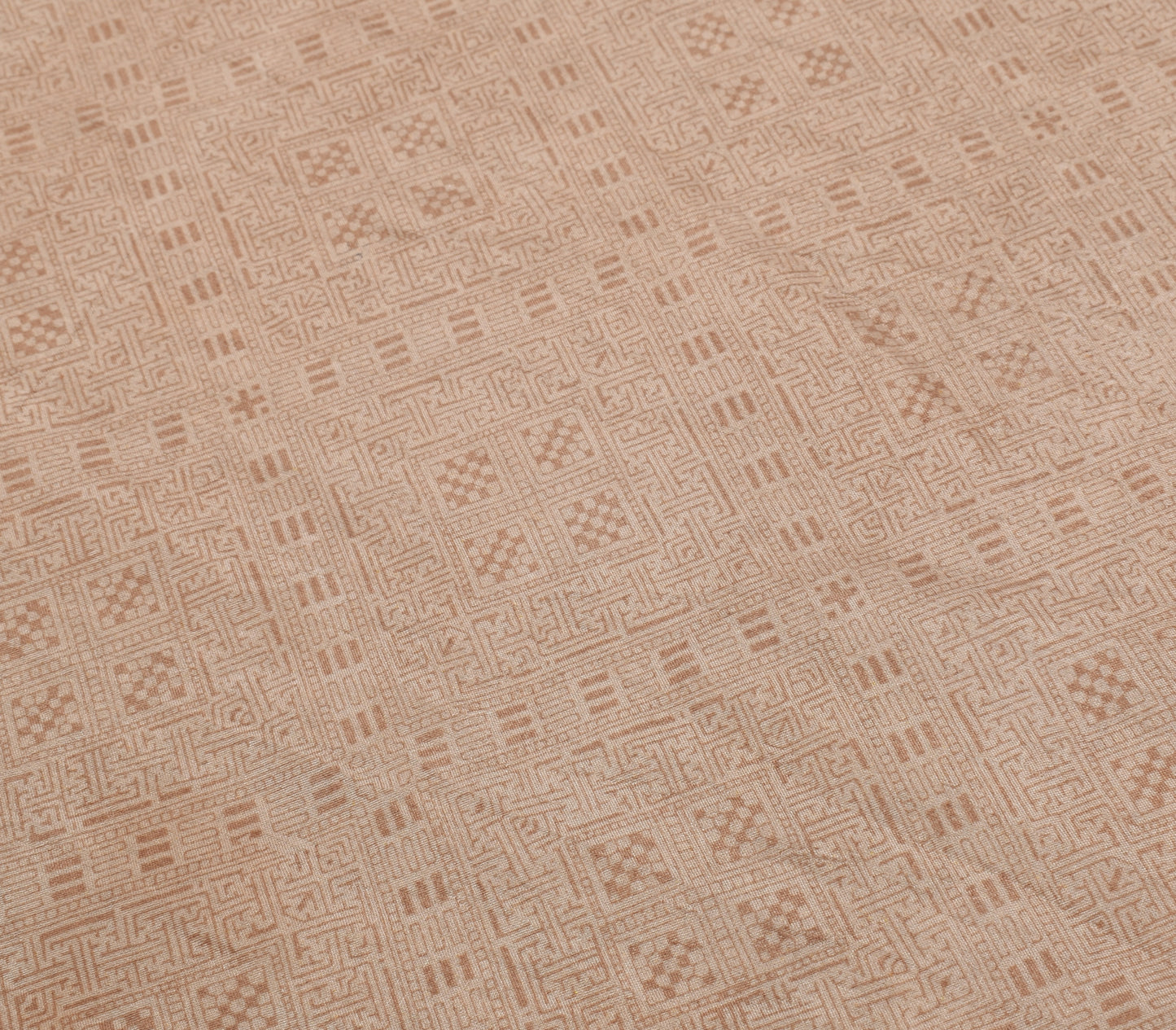 Sushila Vintage Brown Scrap Saree 100% Pure Silk Printed Sari 5 Yard Fabric