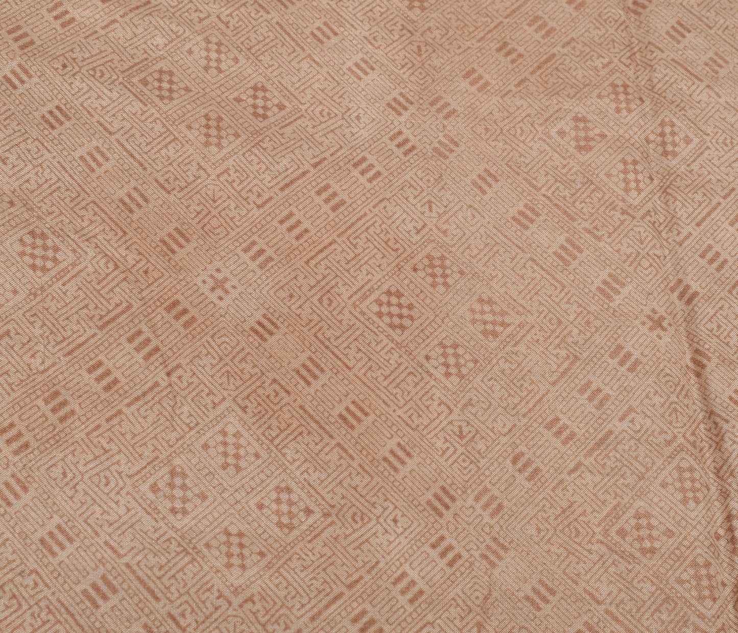 Sushila Vintage Brown Scrap Saree 100% Pure Silk Printed Sari 5 Yard Fabric