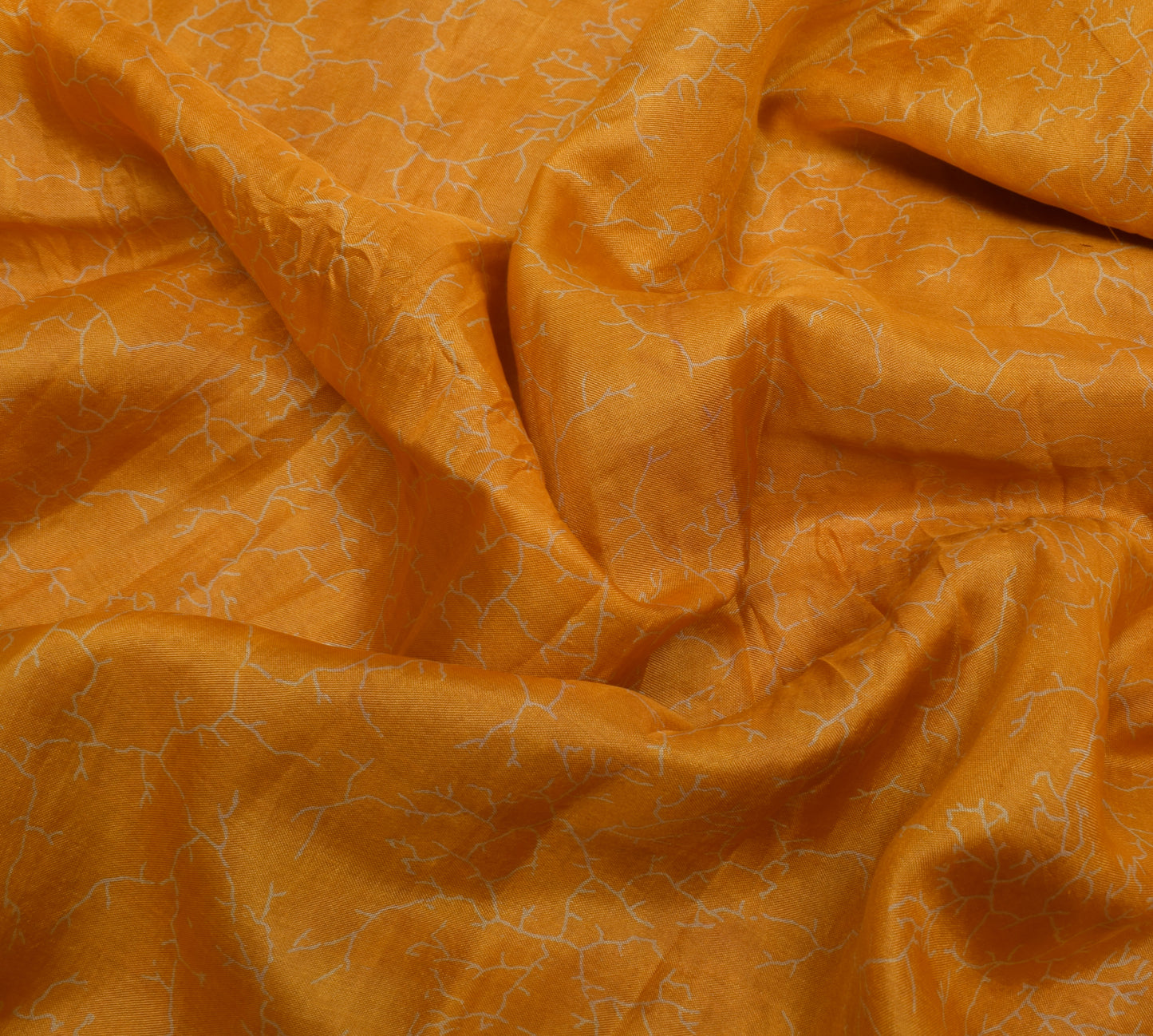 Sushila Vintage Light Orange Scrap Saree 100% Pure Silk Printed Sari Fabric