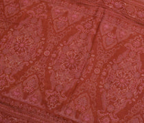 Sushila Vintage Light Orange Scrap Saree 100% Pure Silk Printed Sari Fabric