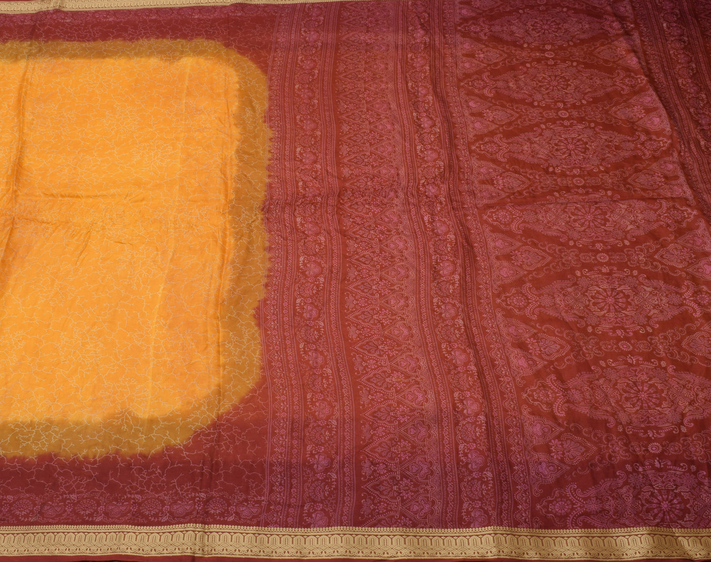 Sushila Vintage Light Orange Scrap Saree 100% Pure Silk Printed Sari Fabric