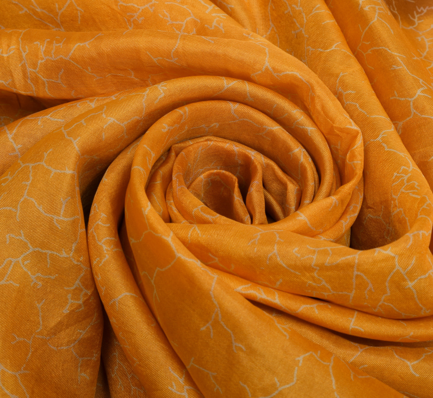 Sushila Vintage Light Orange Scrap Saree 100% Pure Silk Printed Sari Fabric