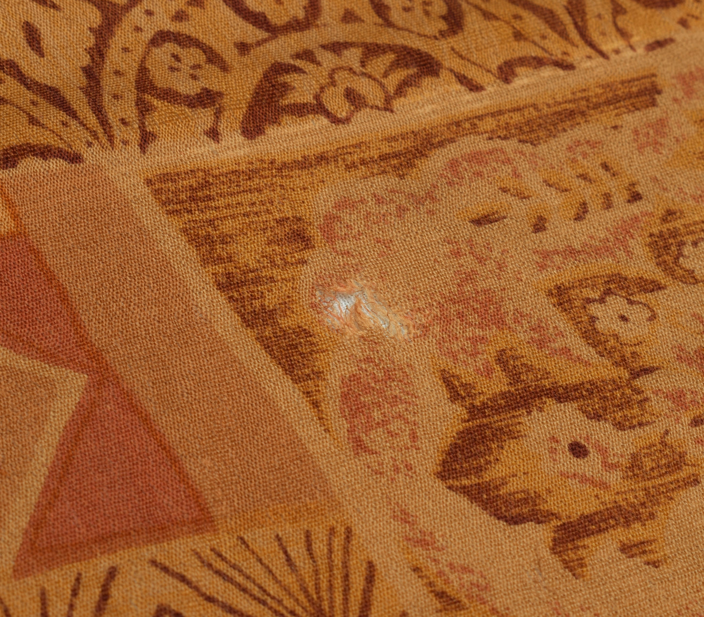 Sushila Vintage Brown Scrap Saree 100% Pure Silk Printed Sari 5 Yard Fabric