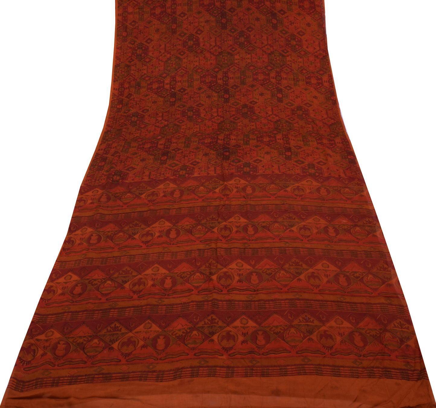 Sushila Vintage Indian Scrap Saree 100% Pure Georgette Silk Printed Sari Fabric
