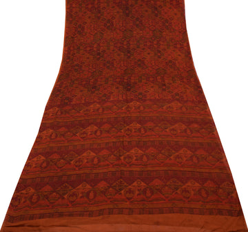 Sushila Vintage Indian Scrap Saree 100% Pure Georgette Silk Printed Sari Fabric