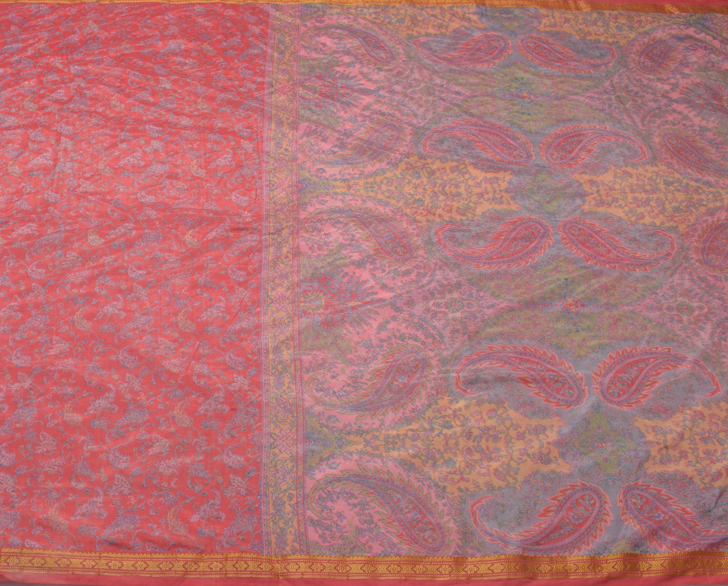 Sushila Vintage Indian Scrap Saree Blend Silk Printed Floral Sari Craft Fabric