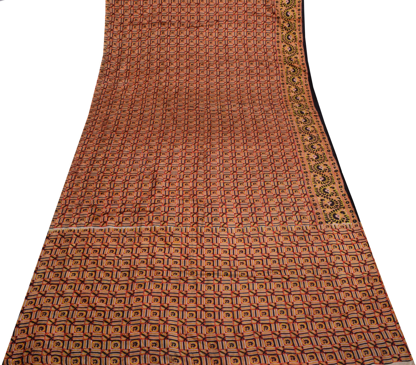 Sushila Vintage Indian Scrap Saree 100% Pure Silk Printed Floral Sari Fabric