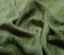 Sushila Vintage Green Scrap Saree 100% Pure Silk Printed 5 Yard Sari Fabric