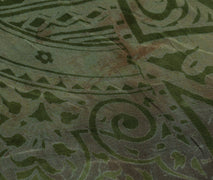 Sushila Vintage Green Scrap Saree 100% Pure Silk Printed 5 Yard Sari Fabric
