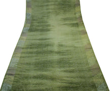 Sushila Vintage Green Scrap Saree 100% Pure Silk Printed 5 Yard Sari Fabric
