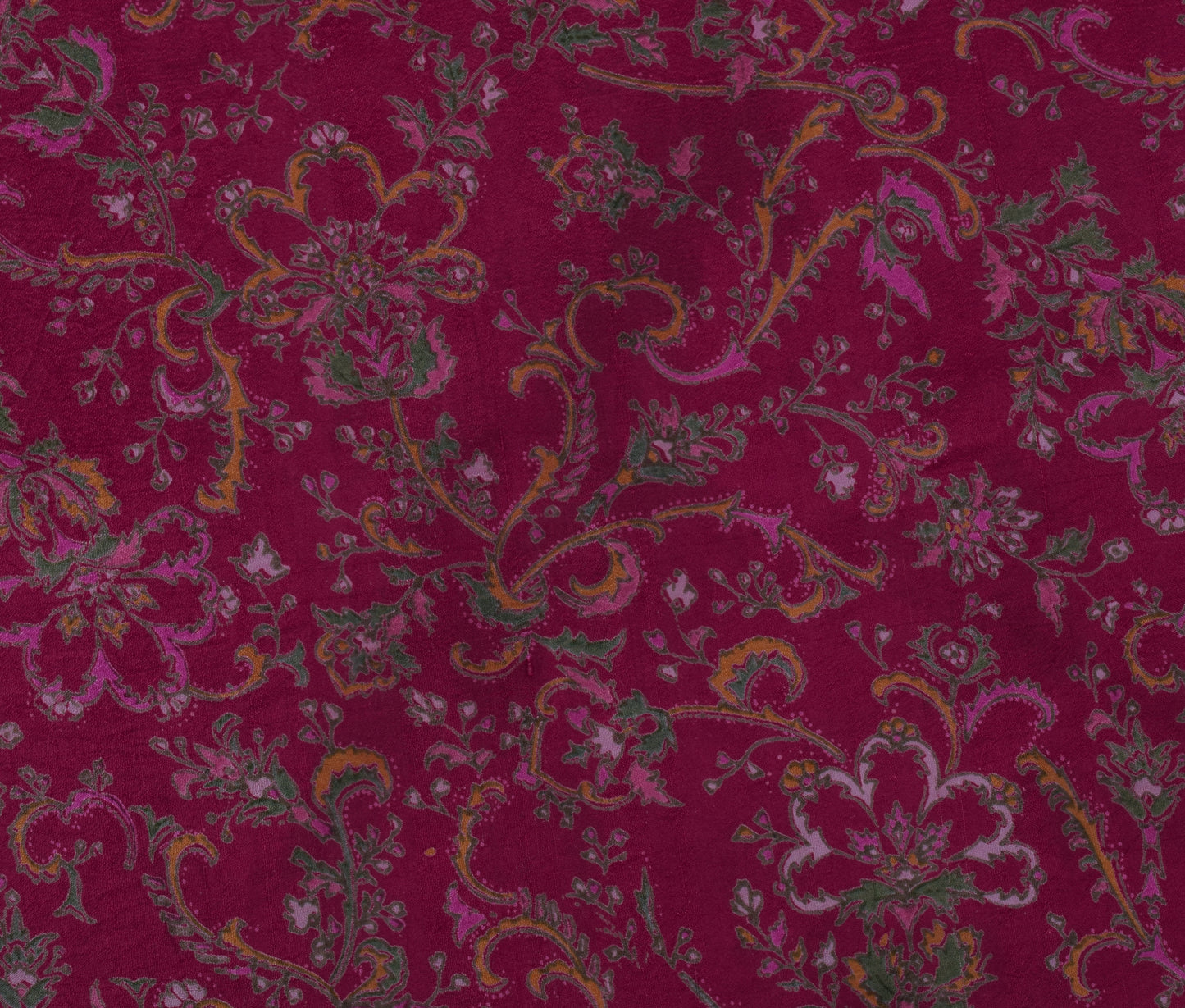 Sushila Vintage Dark Pink Scrap Saree 100% Pure Silk Printed floral Sari Fabric