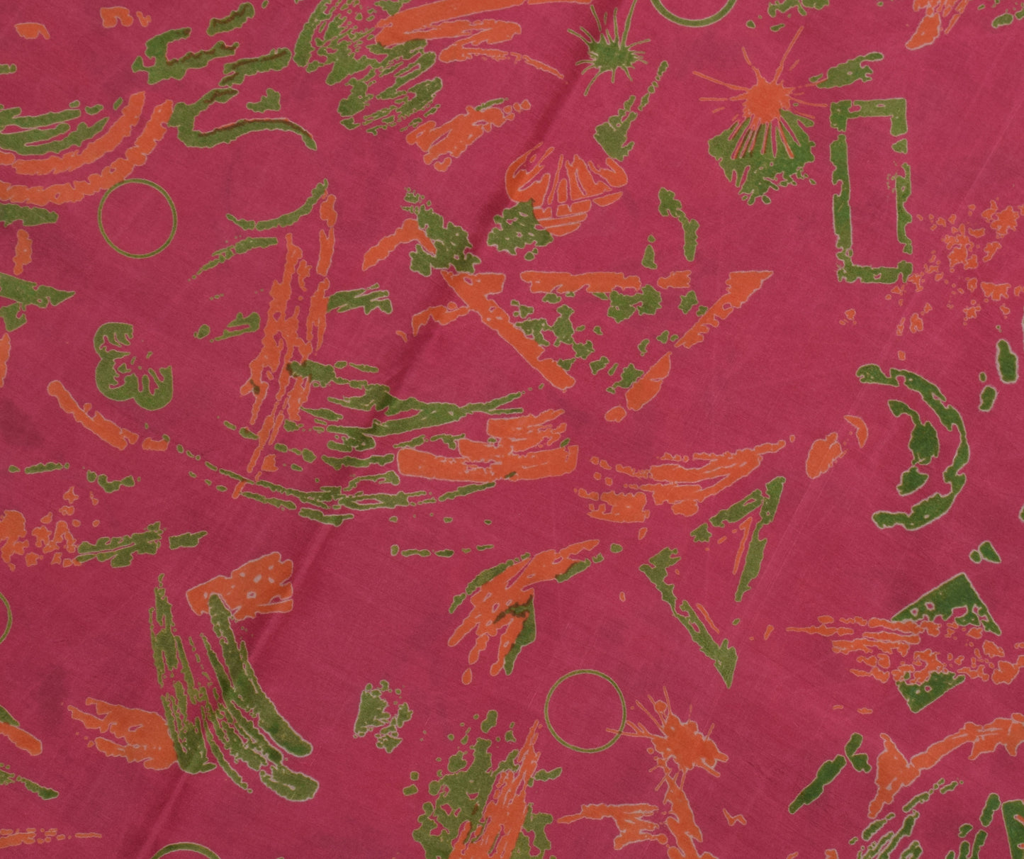 Sushila Vintage Dark Pink Scrap Saree 100% Pure Silk Printed 5 Yard Sari Fabric