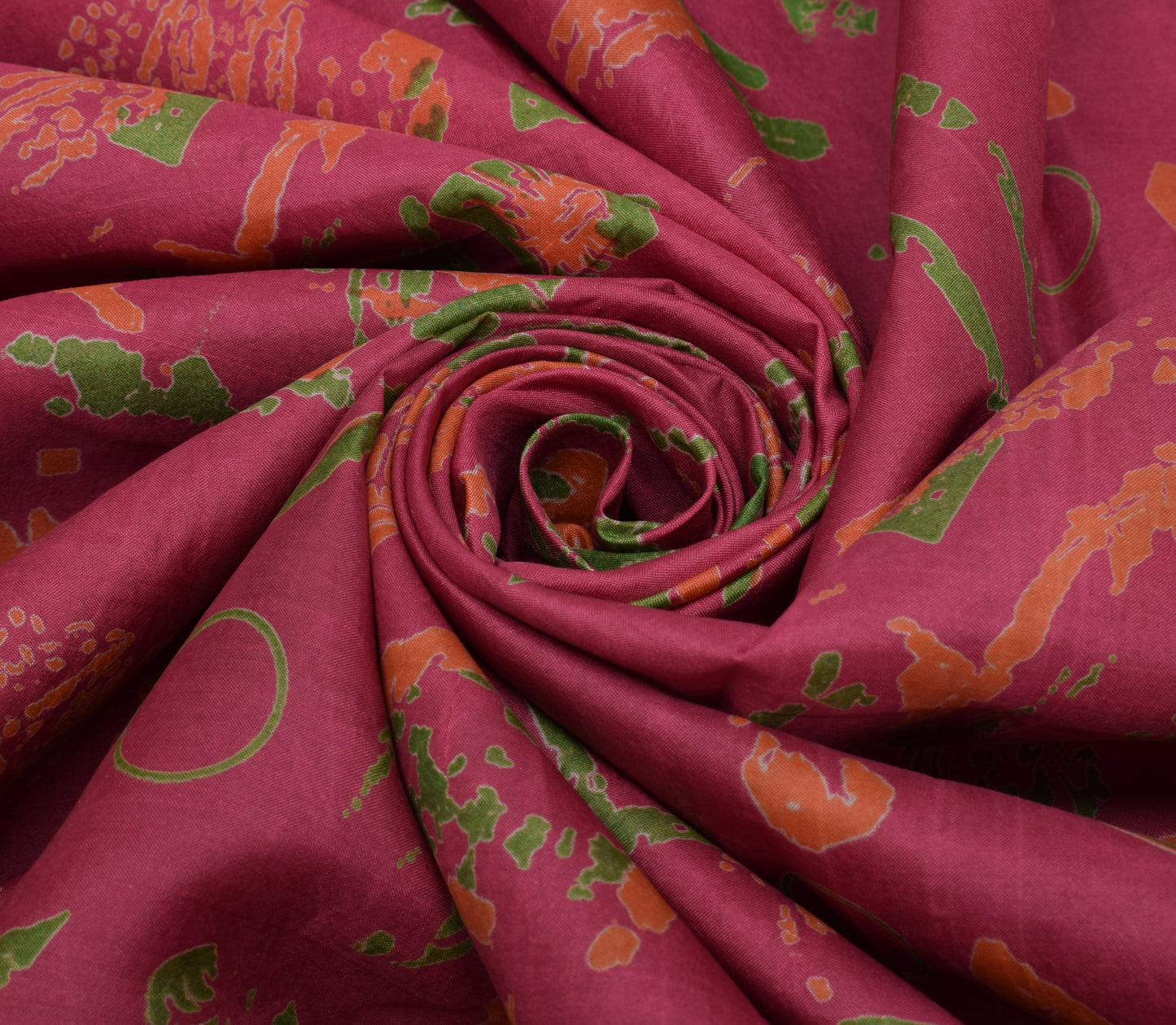 Sushila Vintage Dark Pink Scrap Saree 100% Pure Silk Printed