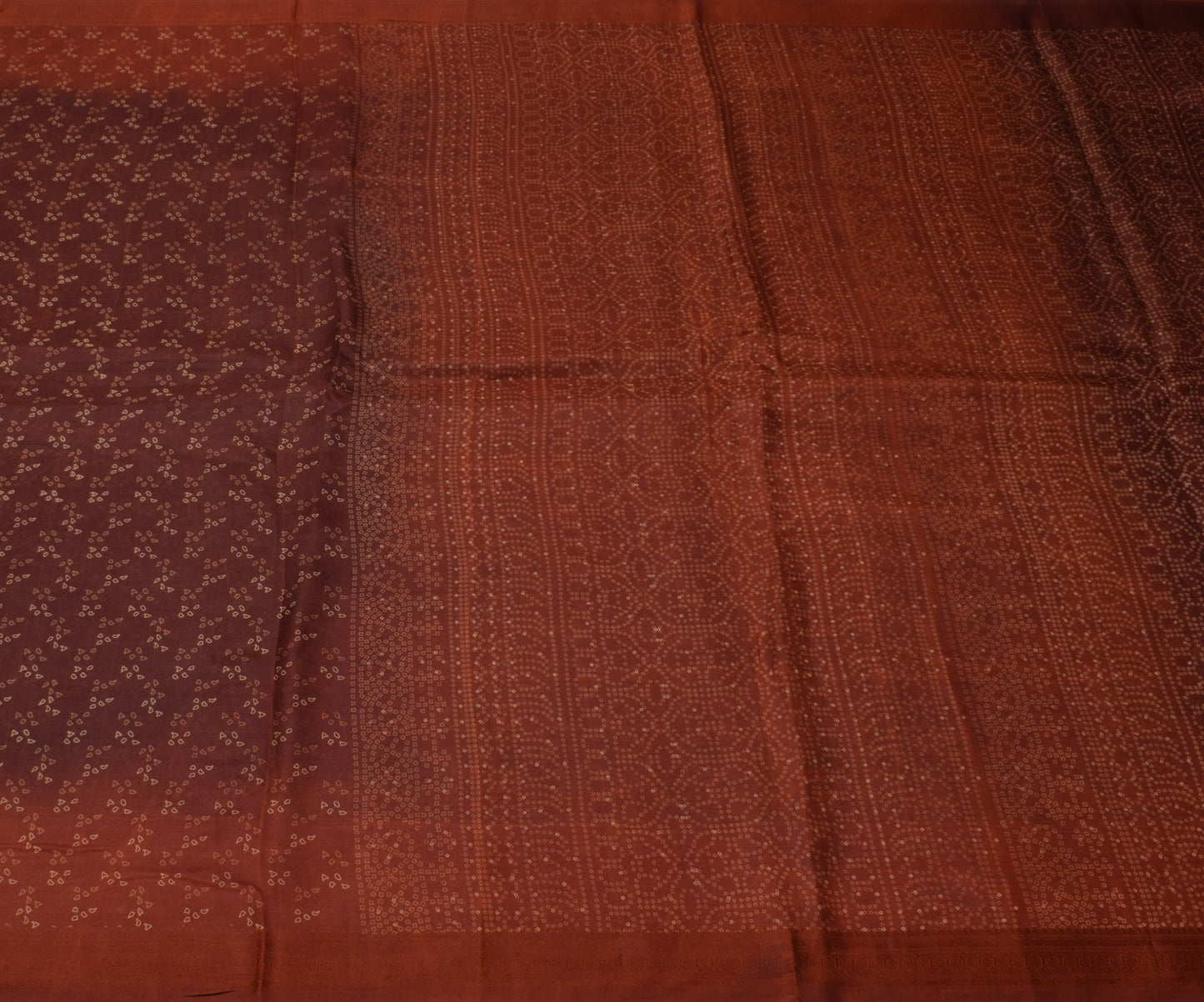 Sushila Vintage Brown Scrap Saree 100% Pure Silk Printed 5 Yard Sari Fabric