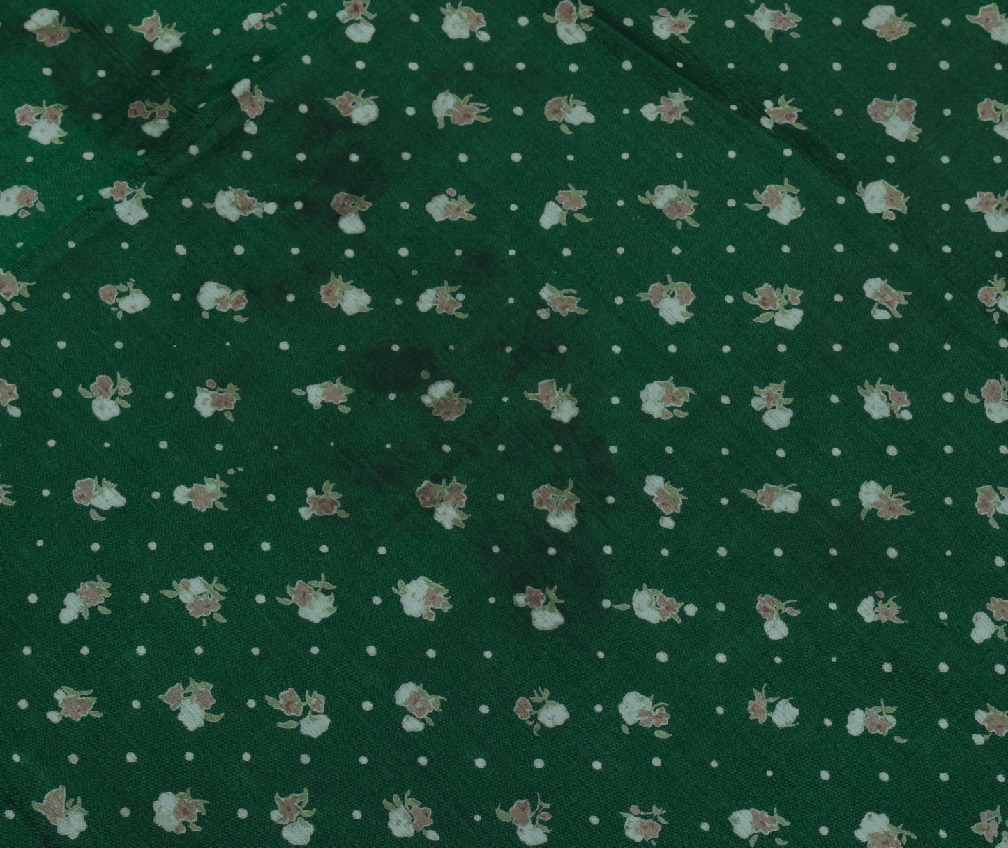 Sushila Vintage Green Scrap Saree 100% Pure Silk Printed Floral Sari Fabric