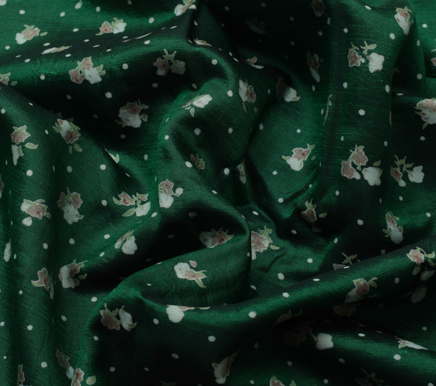 Sushila Vintage Green Scrap Saree 100% Pure Silk Printed Floral Sari Fabric