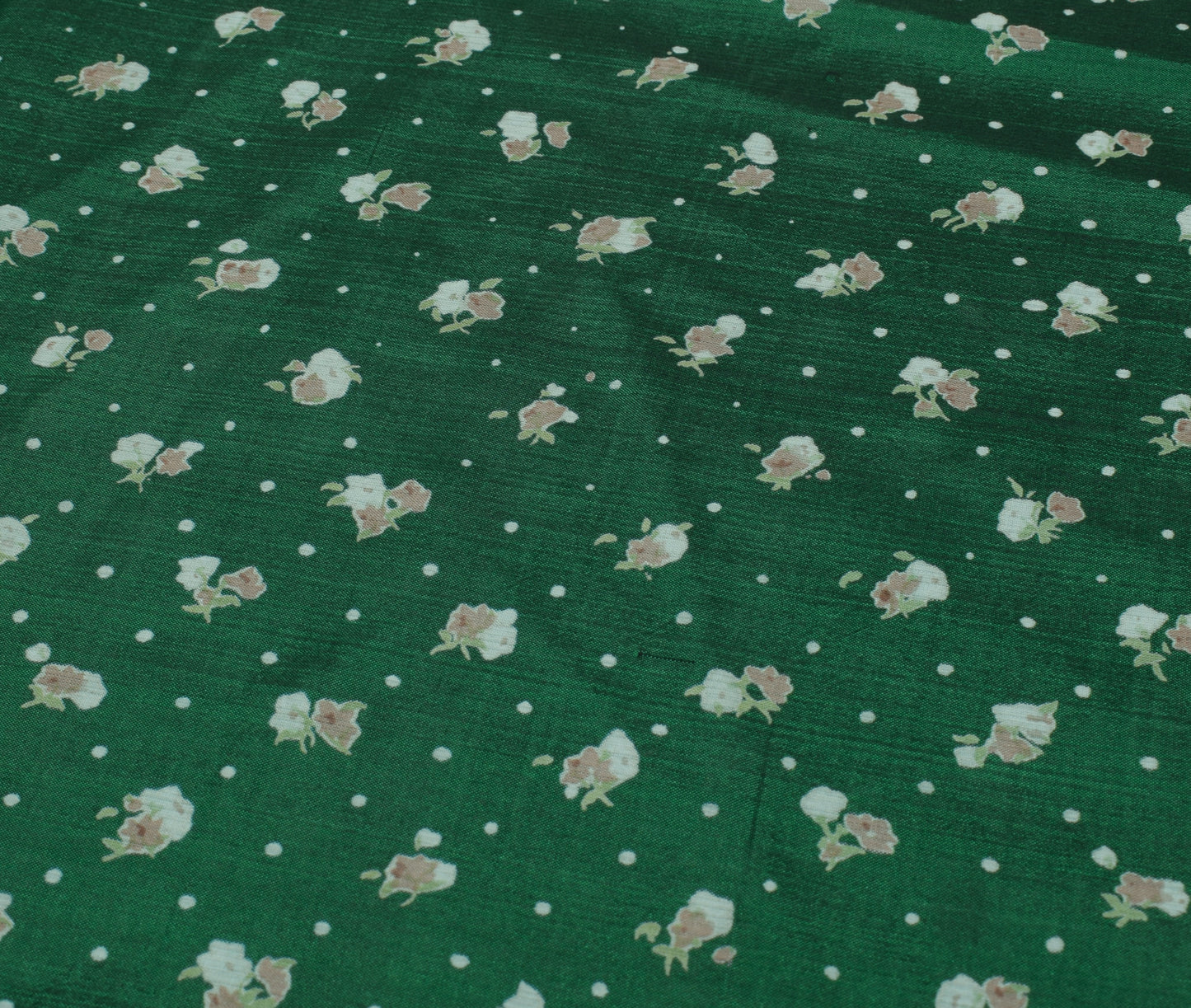 Sushila Vintage Green Scrap Saree 100% Pure Silk Printed Floral Sari Fabric