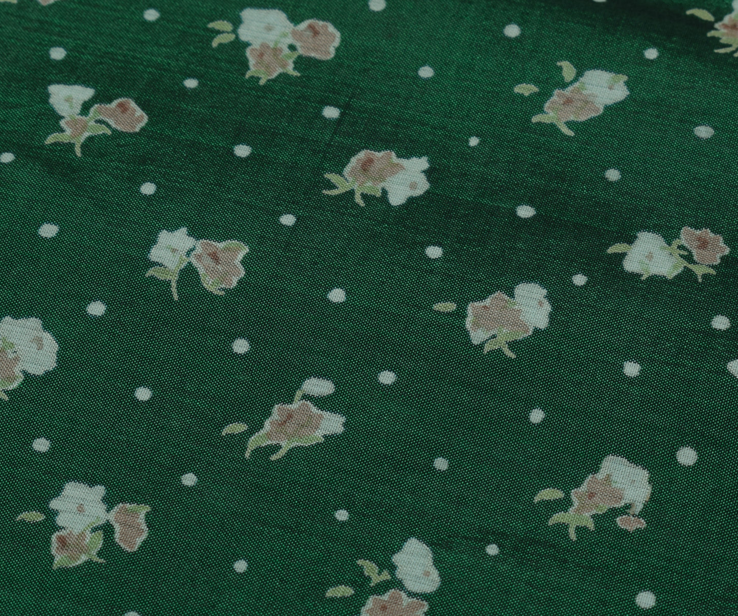 Sushila Vintage Green Scrap Saree 100% Pure Silk Printed Floral Sari Fabric
