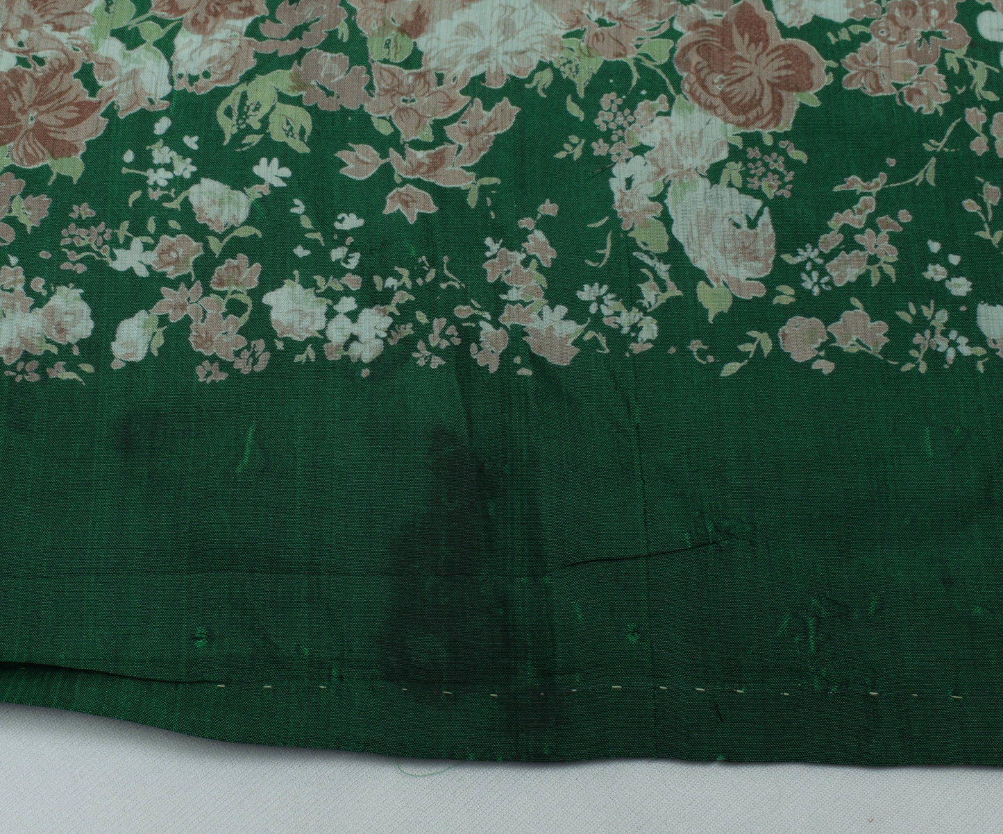 Sushila Vintage Green Scrap Saree 100% Pure Silk Printed Floral Sari Fabric
