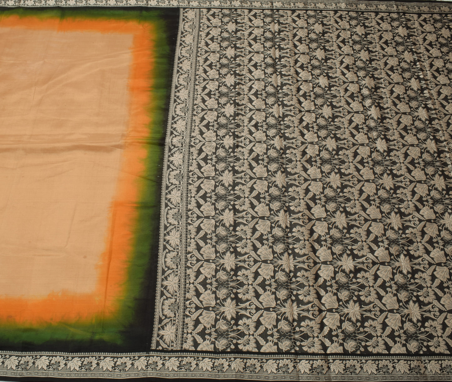 Sushila Vintage Beige Scrap Saree 100% Pure Silk Woven 5 Yard Sari Craft Fabric