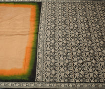 Sushila Vintage Beige Scrap Saree 100% Pure Silk Woven 5 Yard Sari Craft Fabric