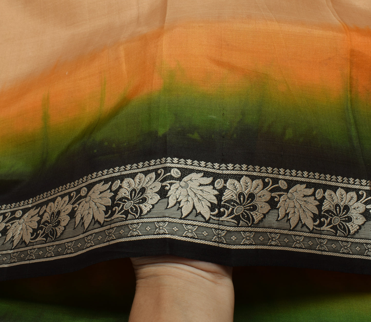Sushila Vintage Beige Scrap Saree 100% Pure Silk Woven 5 Yard Sari Craft Fabric