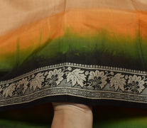 Sushila Vintage Beige Scrap Saree 100% Pure Silk Woven 5 Yard Sari Craft Fabric