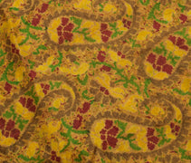 Sushila Vintage Green Scrap Saree 100% Pure Silk Printed 5 Yard Sari Fabric
