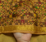 Sushila Vintage Green Scrap Saree 100% Pure Silk Printed 5 Yard Sari Fabric