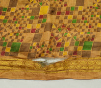 Sushila Vintage Green Scrap Saree 100% Pure Silk Printed 5 Yard Sari Fabric
