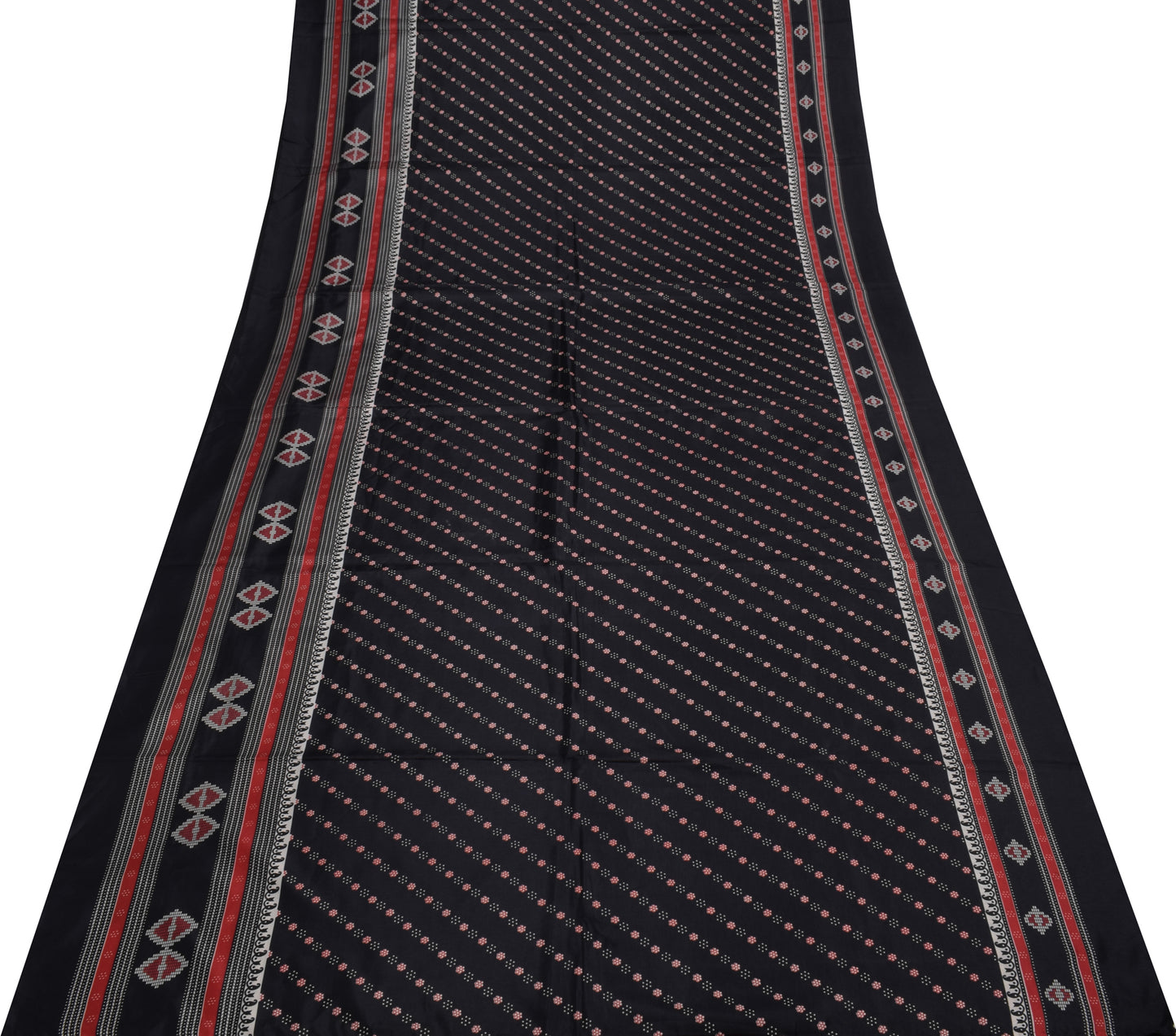 Sushila Vintage Black Scrap Saree Blend Silk Printed Floral 5 Yard Sari Fabric