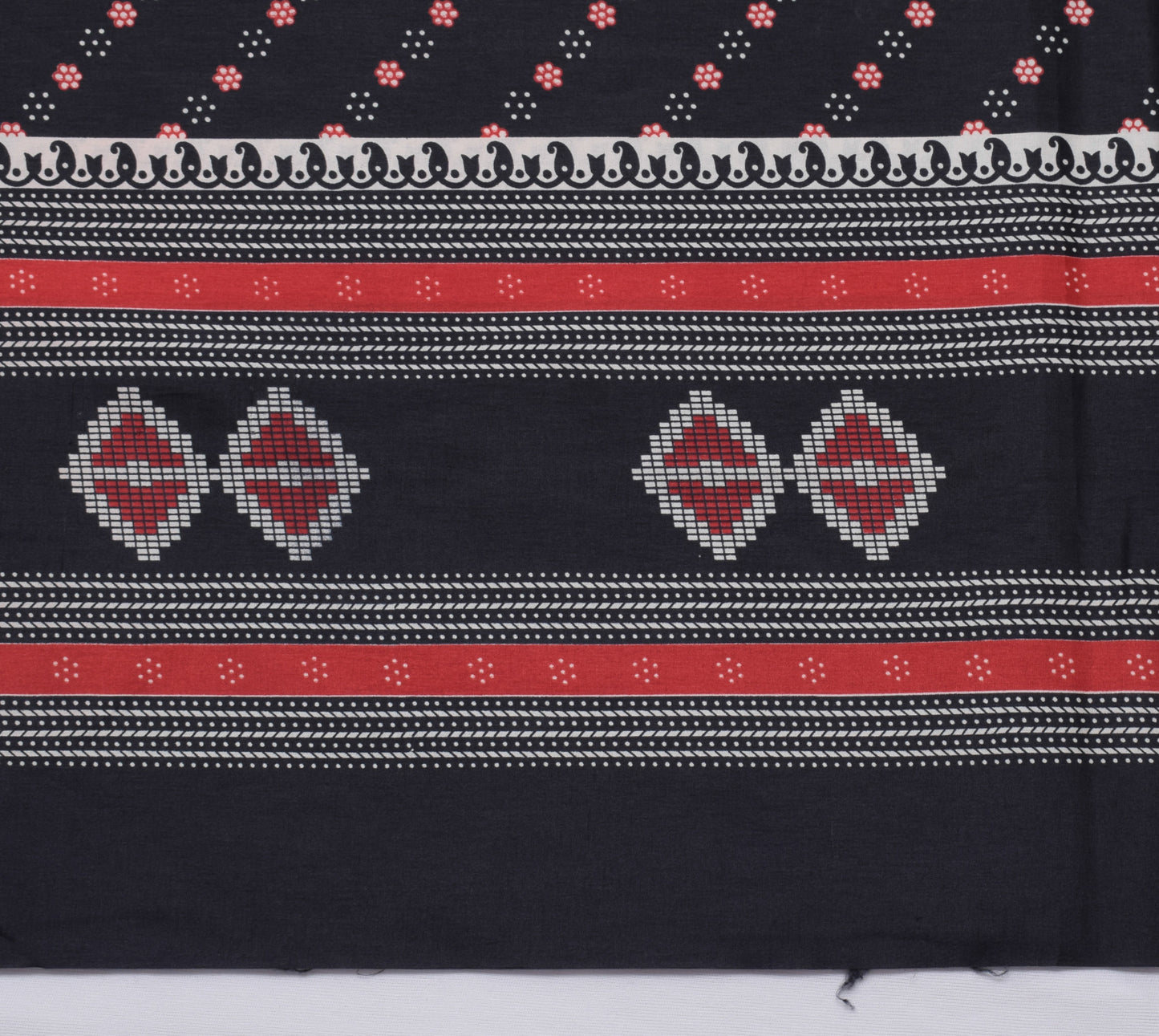 Sushila Vintage Black Scrap Saree Blend Silk Printed Floral 5 Yard Sari Fabric