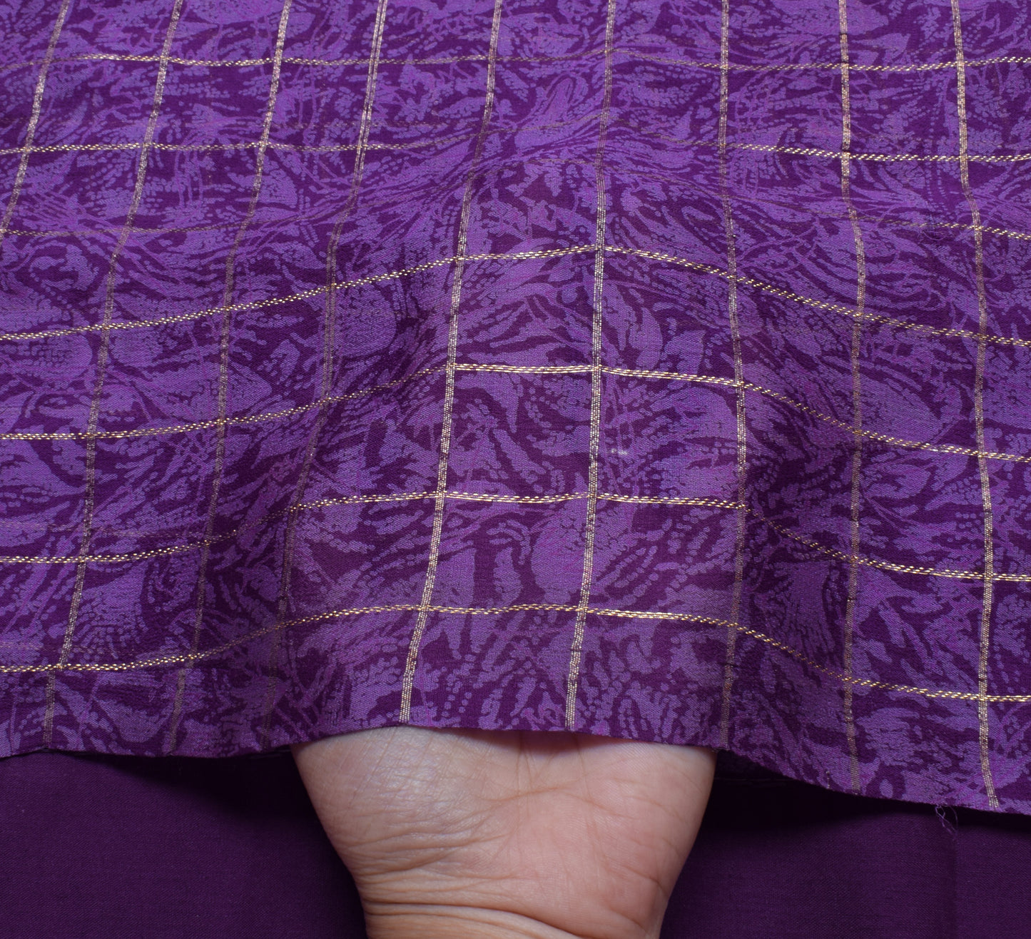 Sushila Vintage Purple Scrap Saree Pure Georgette Silk Printed Sari Fabric