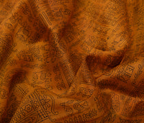 Sushila Vintage Mustard Scrap Saree 100% Pure Silk Printed Sari Craft Fabric