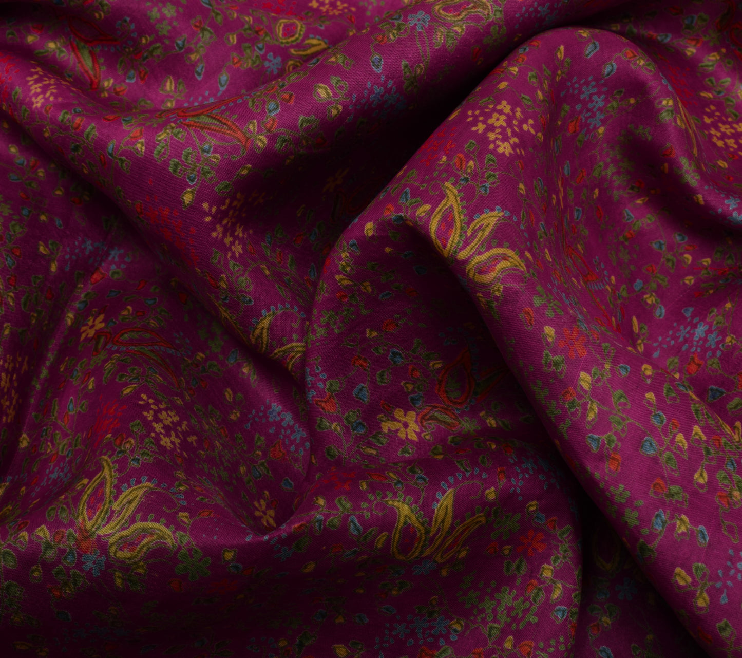 Sushila Vintage Pink Scrap Saree 100% Pure Silk Printed Floral Sari Fabric