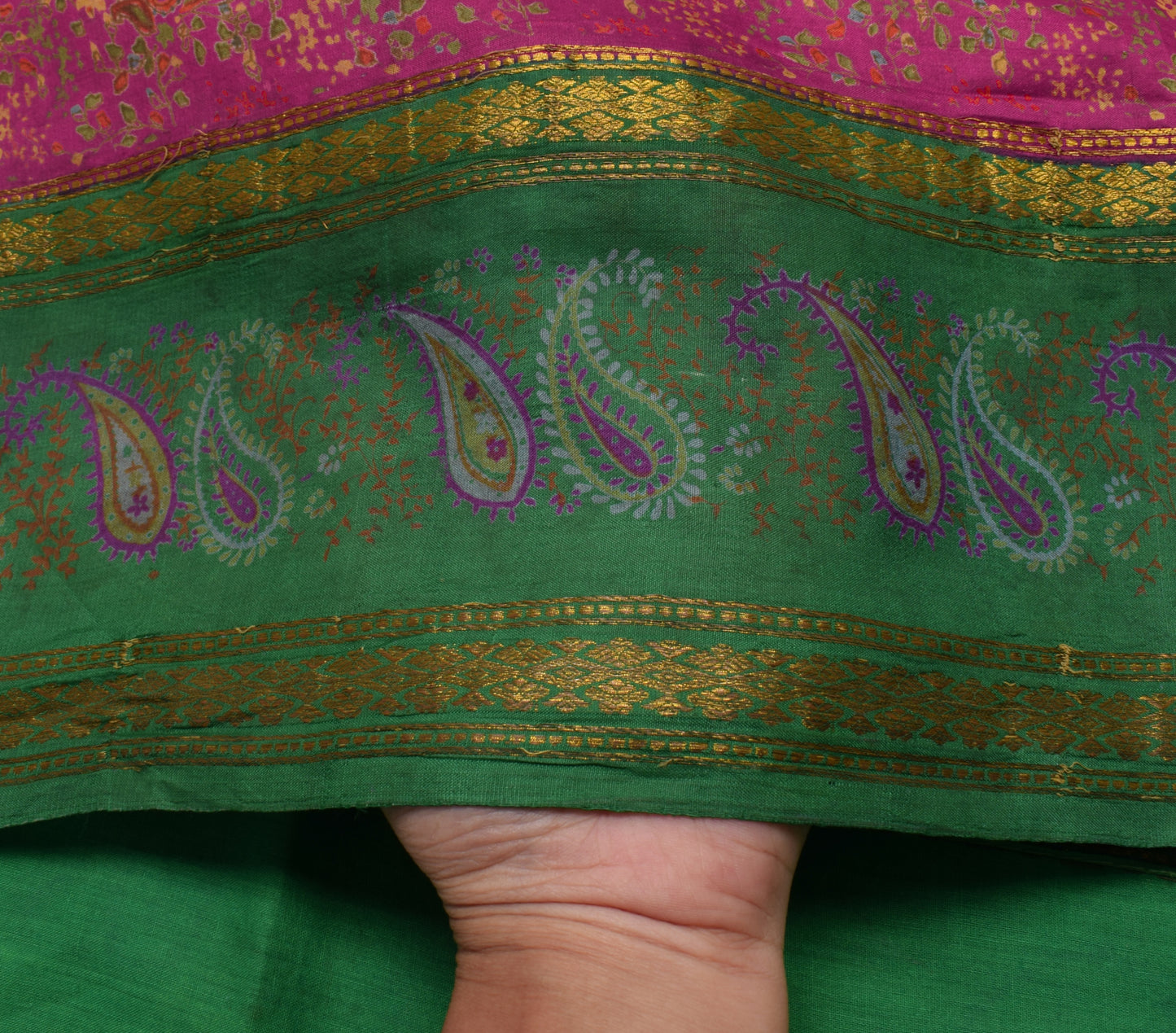 Sushila Vintage Pink Scrap Saree 100% Pure Silk Printed Floral Sari Fabric
