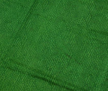 Sushila Vintage Green Scrap Saree 100% Pure Silk Printed Zig-Zag Sari Fabric
