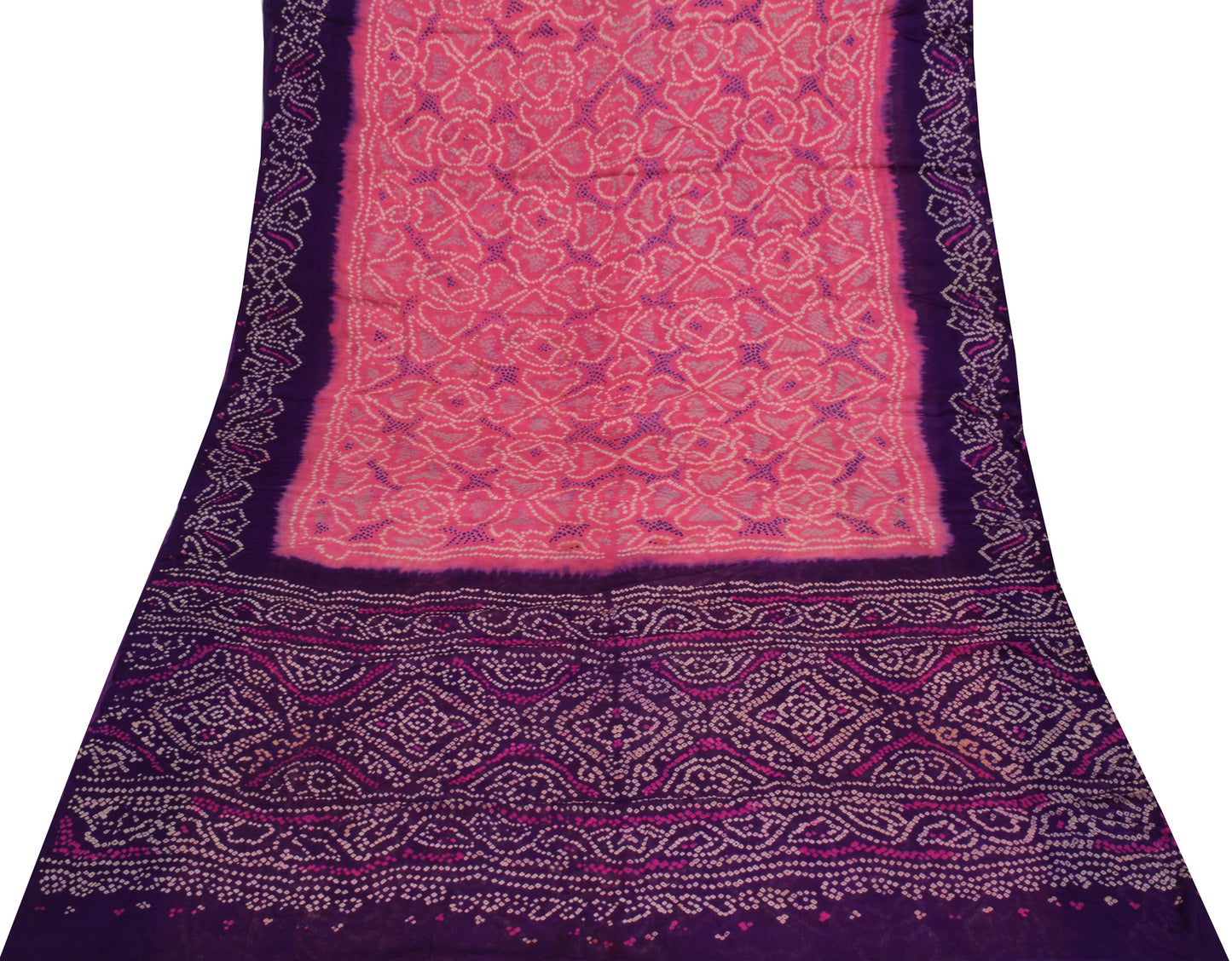 Sushila Vintage Pink Scrap Saree 100% Pure Georgette Silk Printed  Sari Fabric